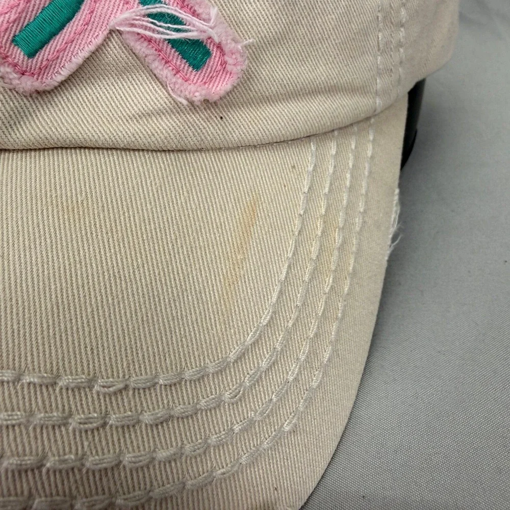 KBETHOS Lake Life Hat Distressed Women OS Tan Pink Patch Baseball Cap
